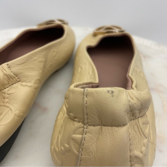 Valentino Mario Ballet Flats Calliope Beige Leather Shoes Monogram Women’s 10 - Picture 8 of 8
